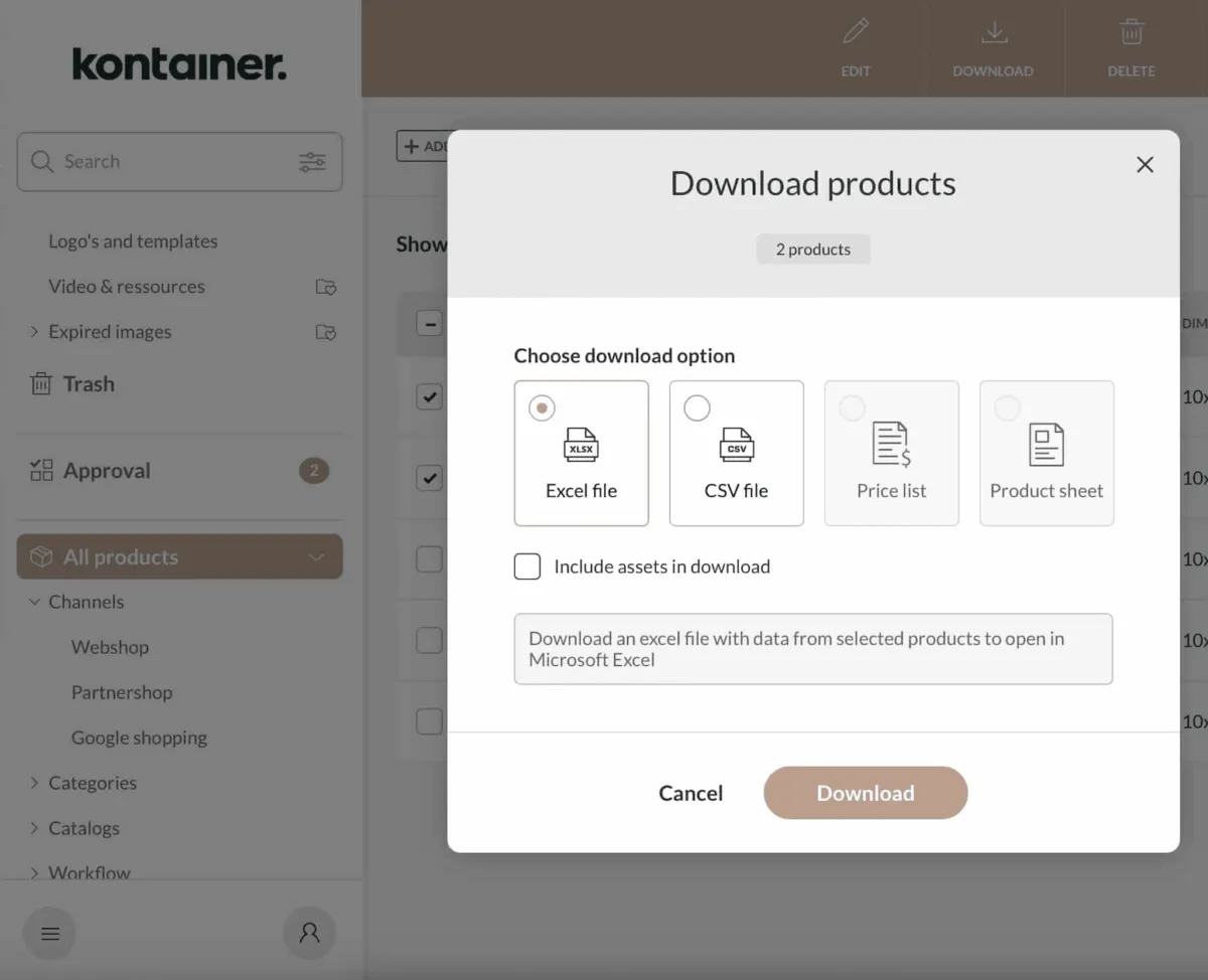 Download product data from PIM and DAM