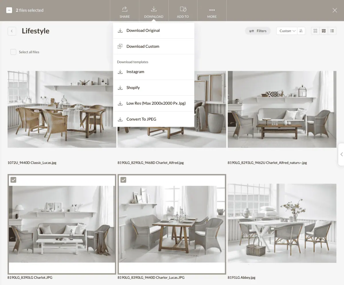 A screenshot of the furniture and accessories page.