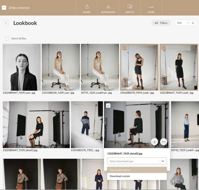 Lookbook funktion i Kontainer DAM System (Digital Asset Management)