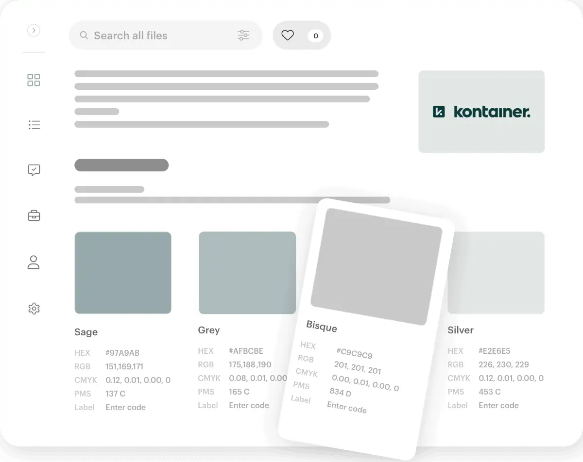 Brand guide til CVI og visuel identitet i Kontainer Digital Asset Management