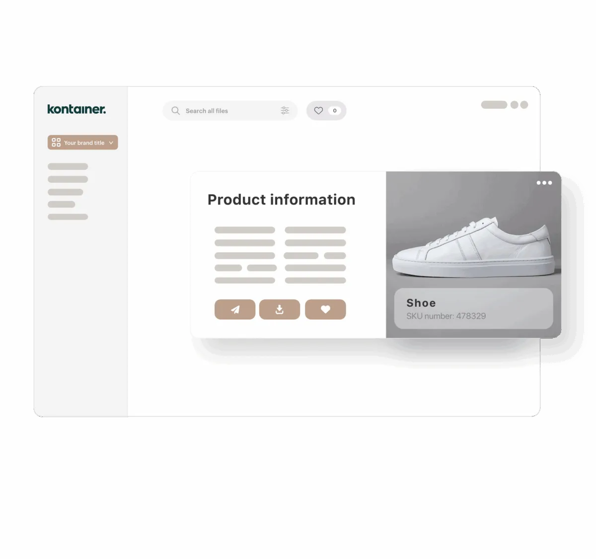 Shoe image and product information shown in Kontainer's combined PIM and DAM