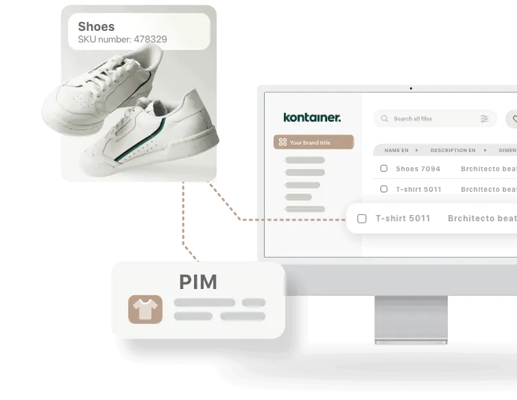 Combined PIM and DAM features popping out from a screen.