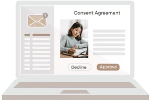 Photo consent tool explained frame 3 email Kontainer samtykke modul til indhentning af digitale samtykker
