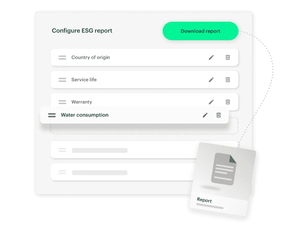 Kontainer PIM ESG configure custom reports Easy, custom ESG reports with Kontainer PIM