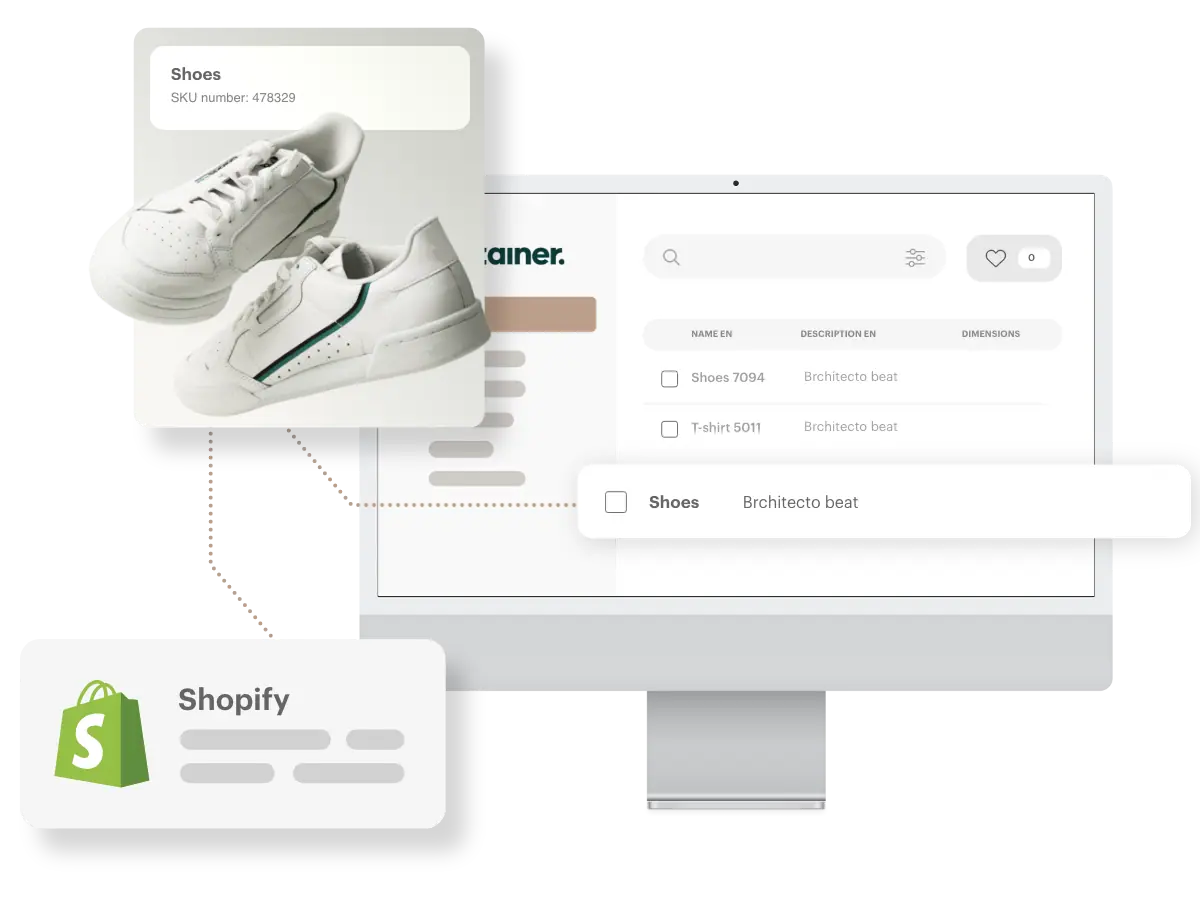 Kontainer_Shopify connector Kontainer PIM & DAM connected and sending data and assets to Shopify