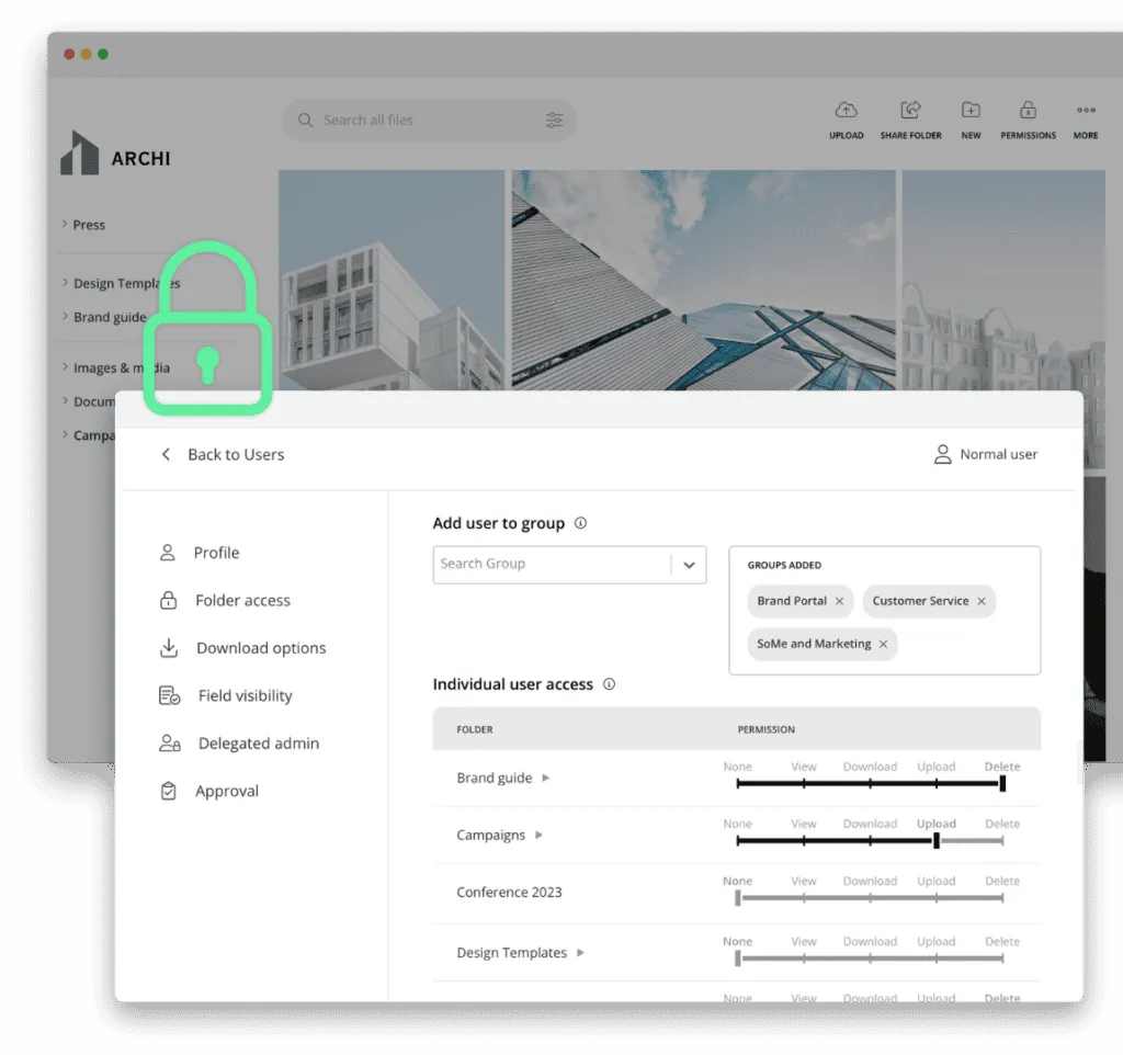 DAM for architects entrepreneurs engineers - Set Permissions