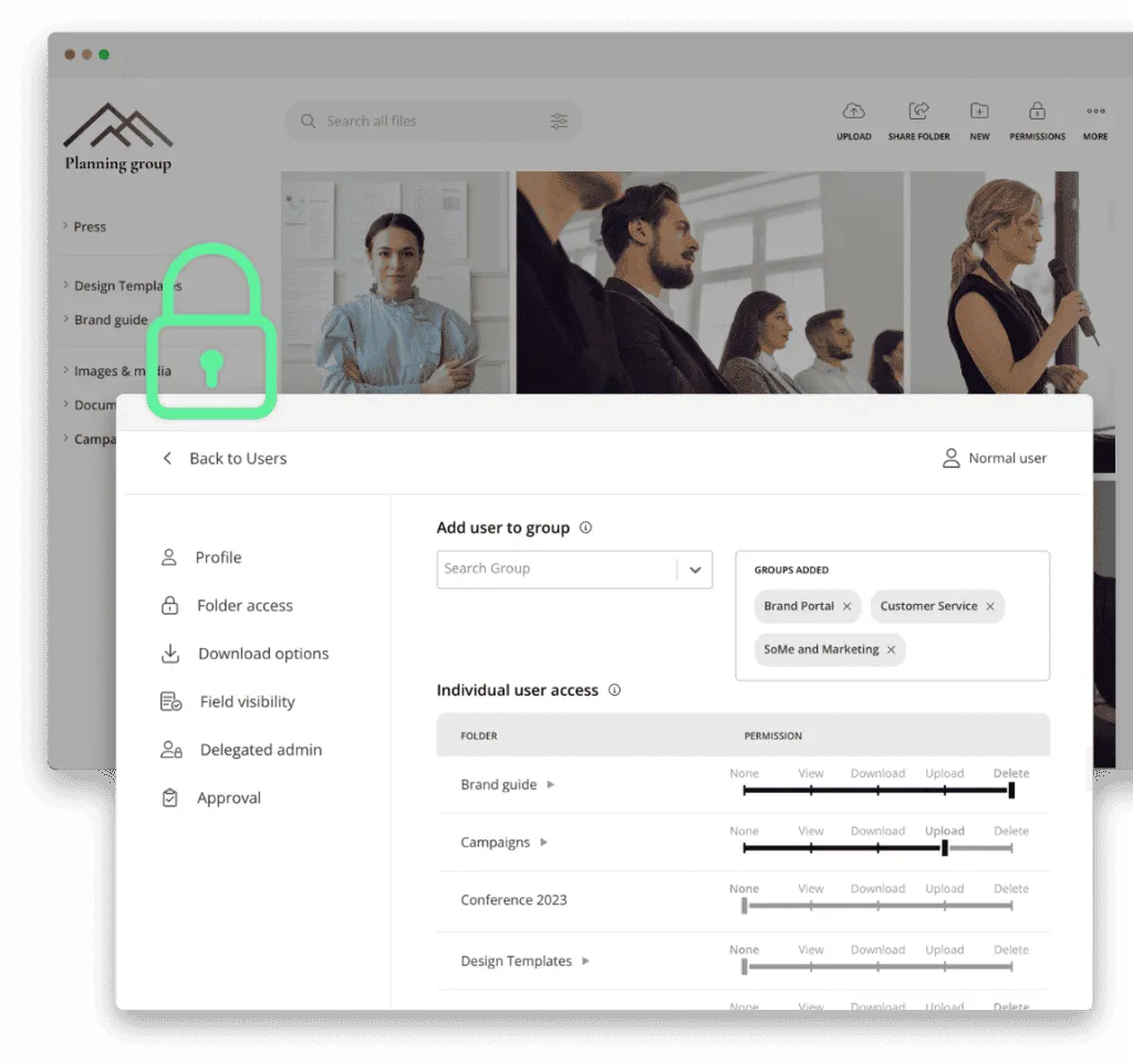 Permission styring i Kontainer DAM til NGOer og offentlige organisationer