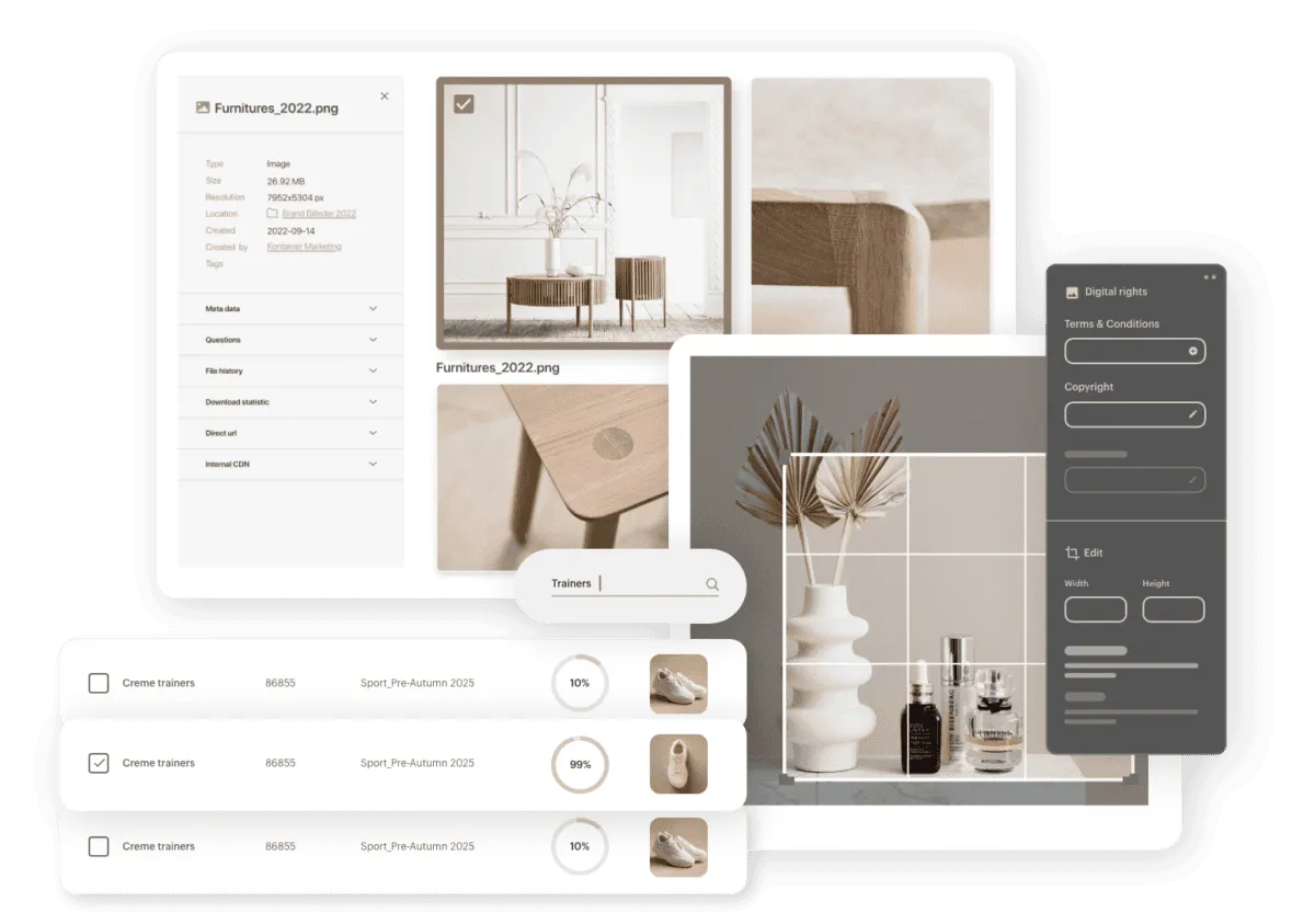 Kontainer DAM and PIM - organize, share, edit, search assets and data