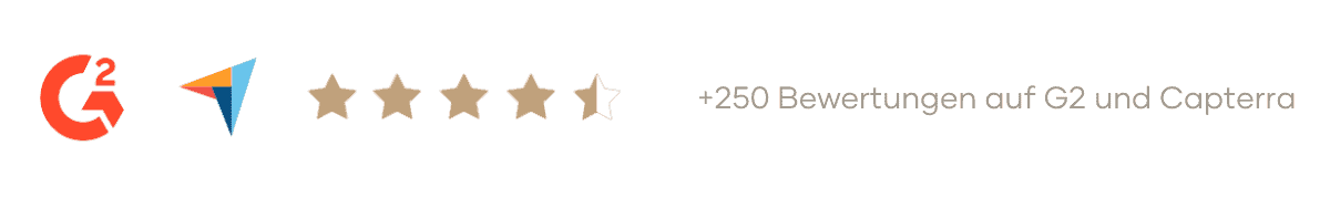 +250 Bewertungen auf G2 und Capterra