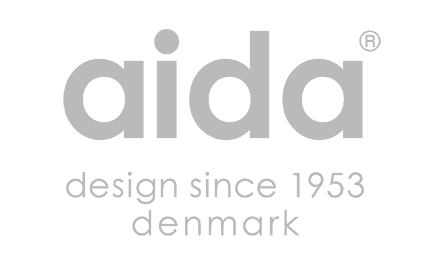 Aida logo with the tagline design since 1953 Denmark