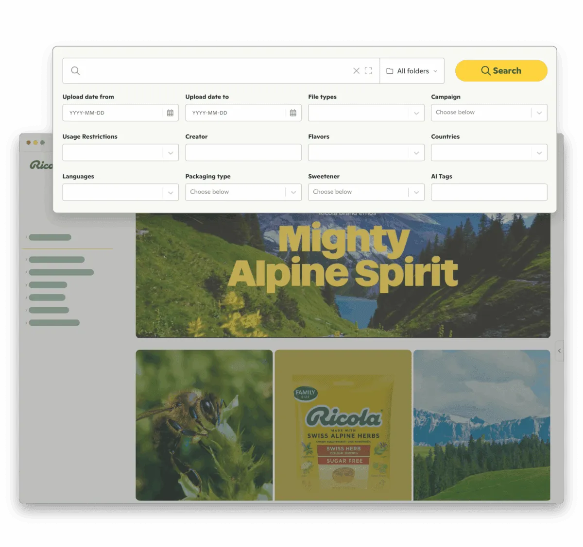 Ricola image case permission and seacrh filters
