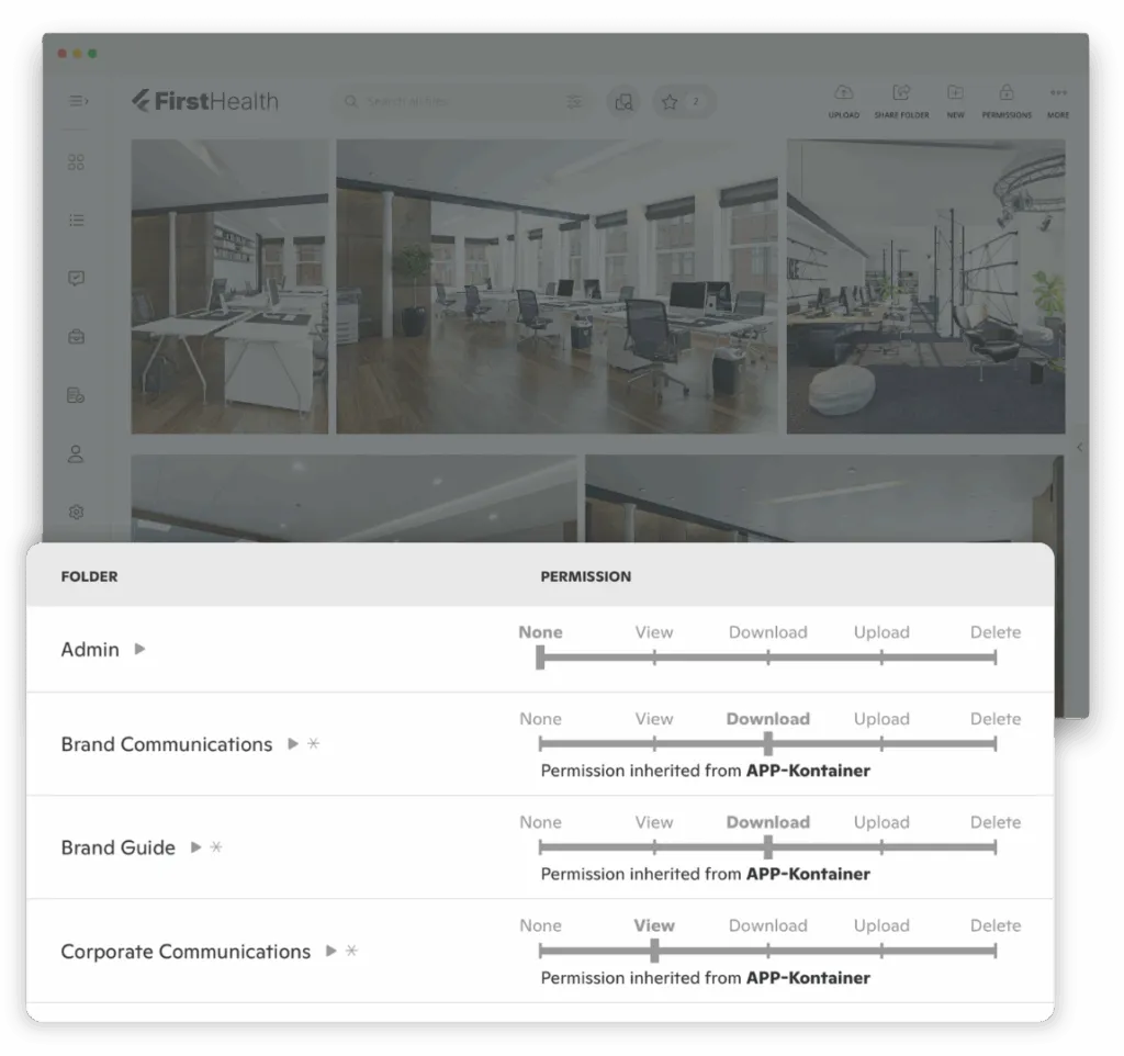 Kontainer DAM & PIM permissions and market access controls for healthcare