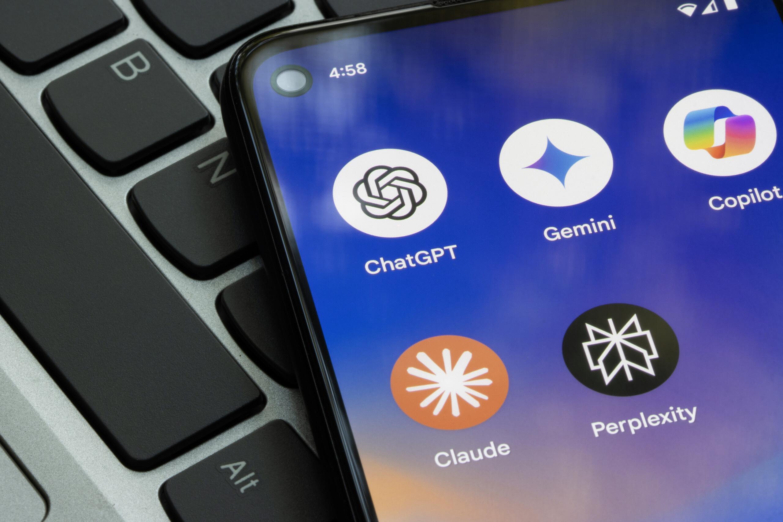 chatgpt, copilot, claude, etc. shown on phone