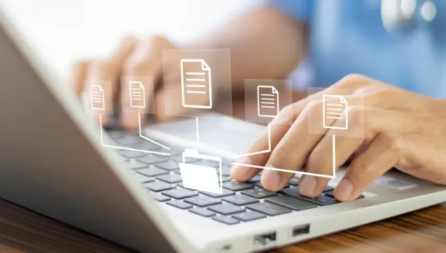Digital document management folders illustrating Kontainer as a structured alternative to Frame.io for video and file workflows