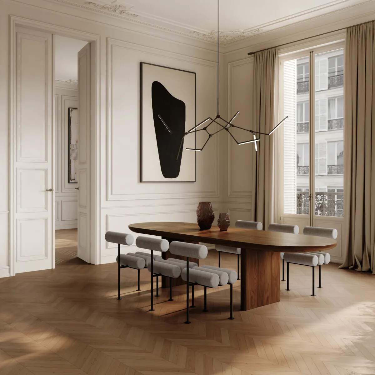 253050 Hiro Dining Chair, Black Frame - Linen - Mood 1 101 Copenhagen and Kontainer case image for PIM and DAM