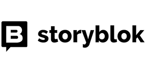 Storyblok logo showing integration to Kontainer DAM and PIM