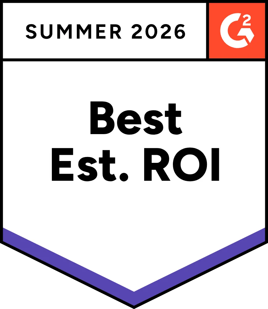 G2 Summer 2026 Best Est. ROI badge